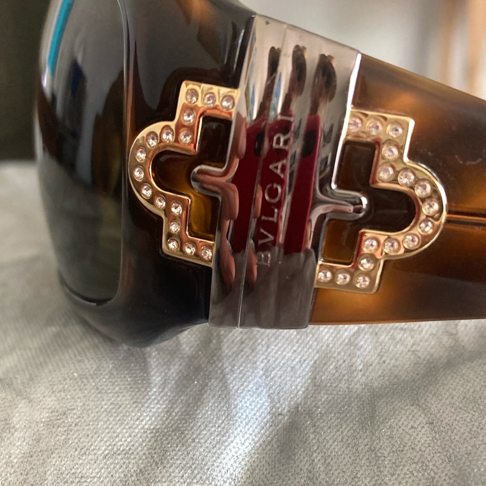 Bvlgari Brown Sunglasses with Gold Accents